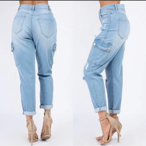 NWT High waist cargo jeans - Picture 2 of 7